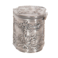 Antique Dutch Repousse Sterling Silver Heart Shaped Trinket Box Tea Caddy 1890