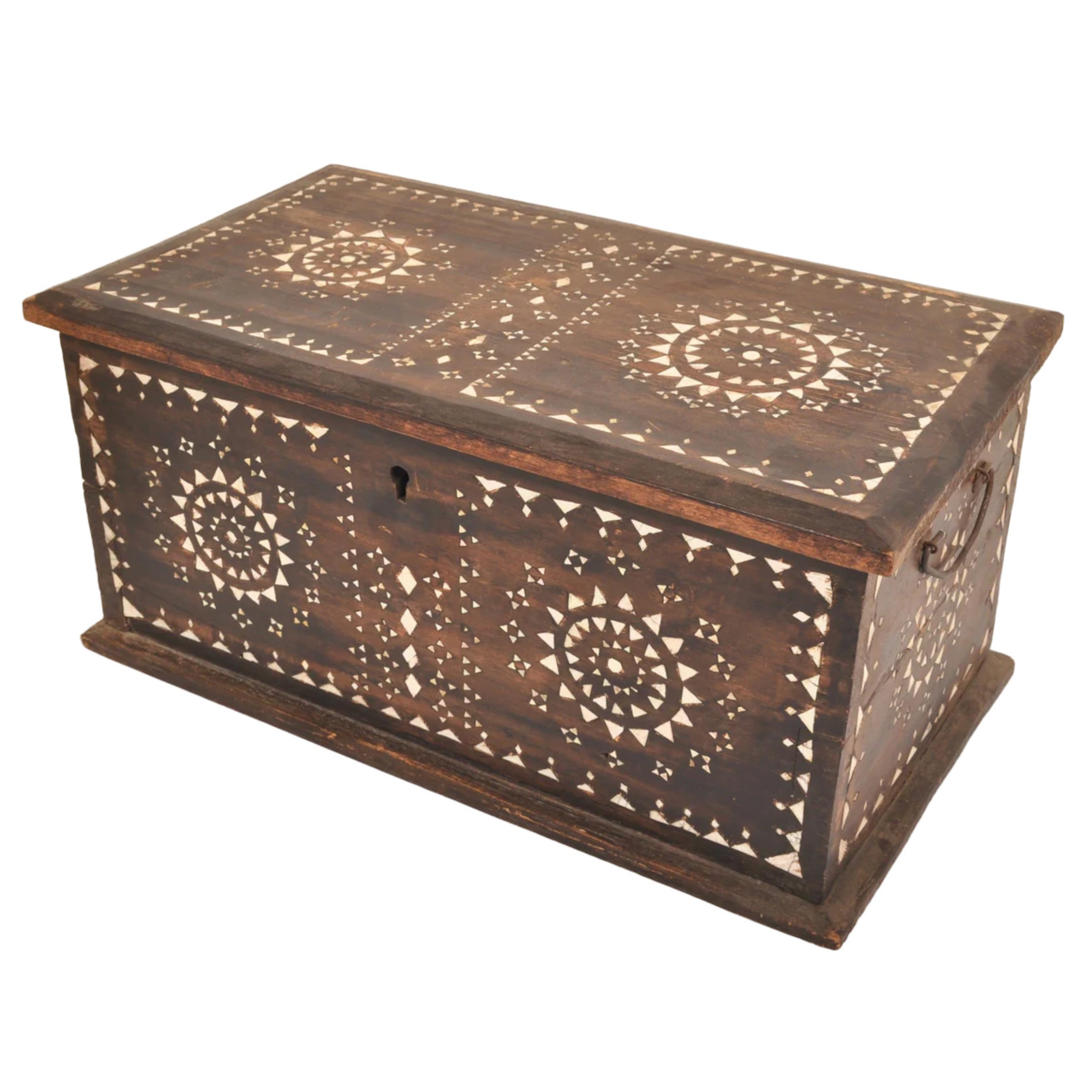 Antique Qajar Period Inlaid Padauk Wood Islamic Quran Casket/Box