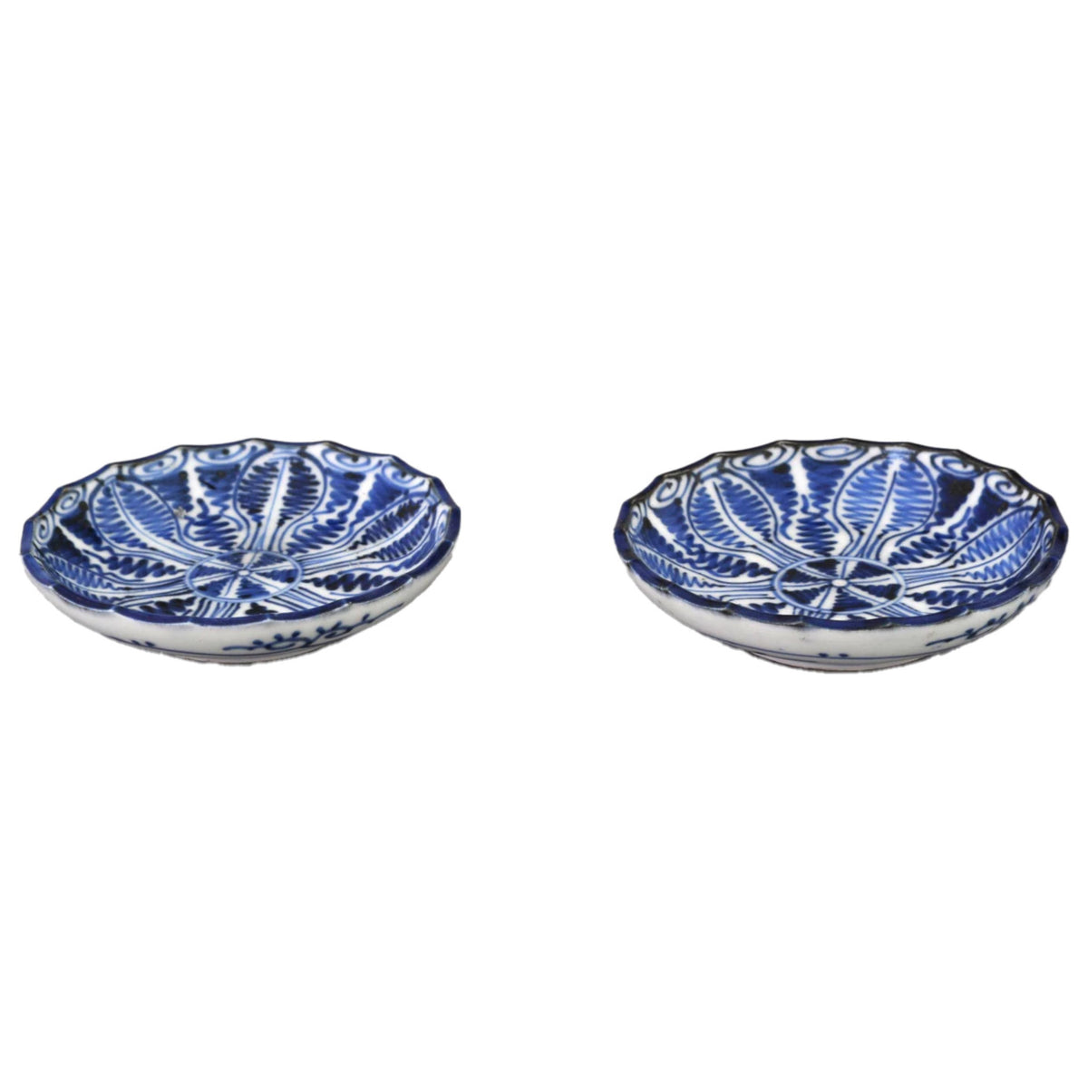 Pair of Antique Japanese Blue and White Imari Plates, Meiji Period, Circa 1880