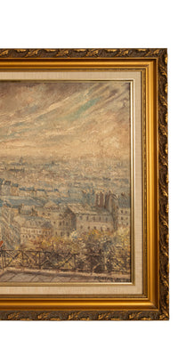 French Modernist Impressionist Oil Painting Paris Cityscape Landscape Scene by Pierre Moberg 1958