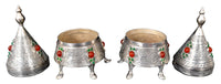 Pair of Antique Islamic Qajar Period Ottoman Persian Silver & Carnelian Boxes 1880