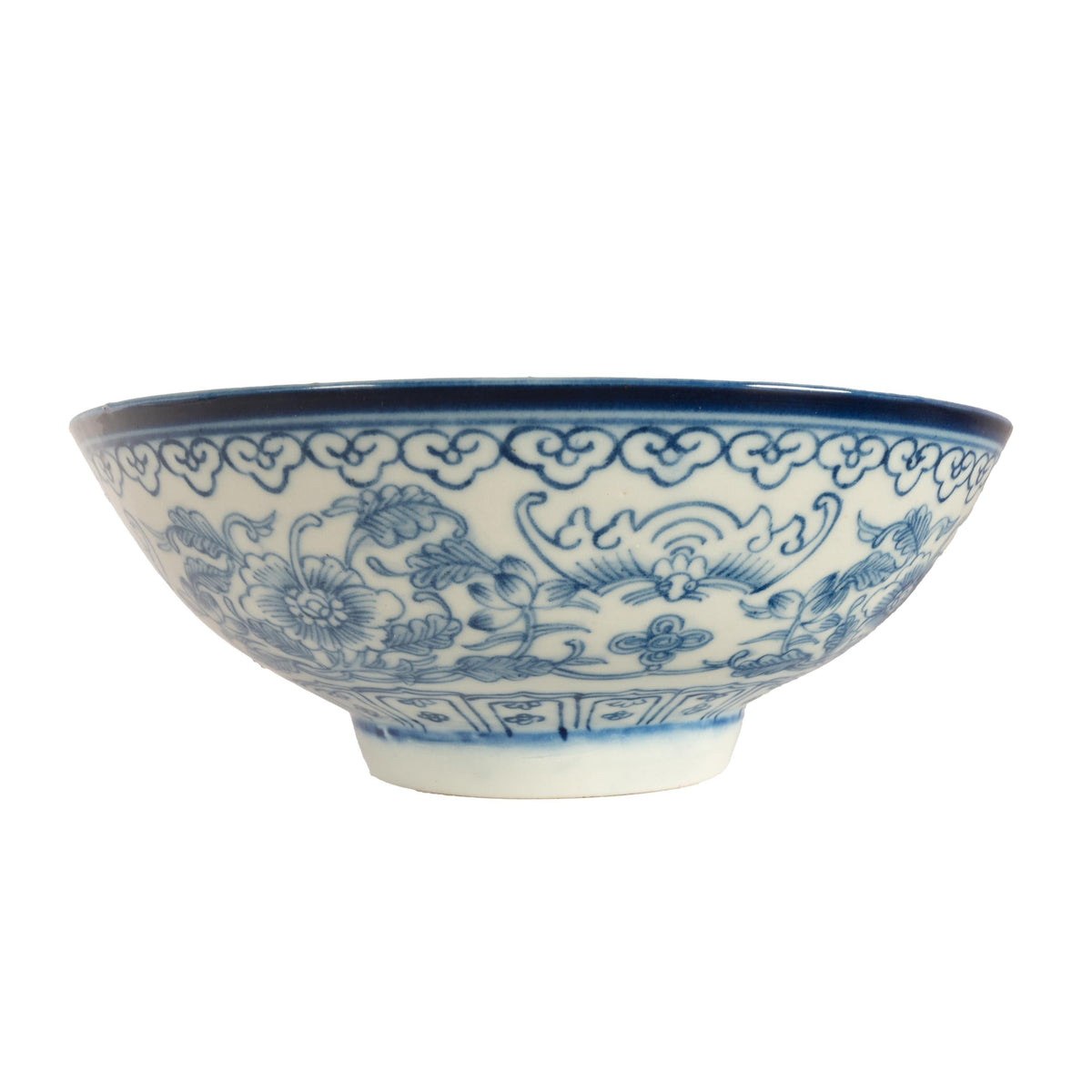 Antique Chinese 18thC Style Qianlong Qing Dynasty Blue White Porcelain Bowl 1880