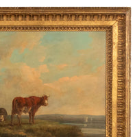 19th Century Oil Painting Pastoral Luminist Romantic Highland Cows Paris Ex-Christie's by Henry Milbourne, 1815