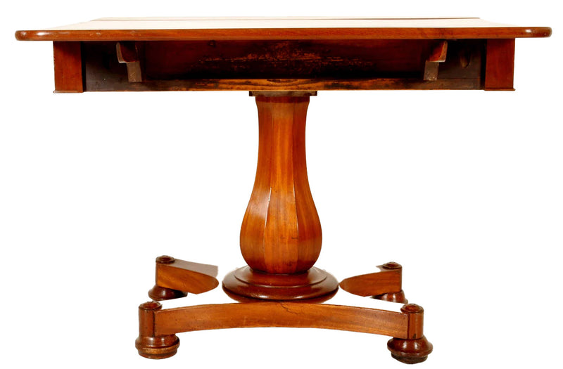 Antique American Classical Empire Mahogany Drop Leaf Pedestal Pembroke Table John Needles Baltimore, 1840