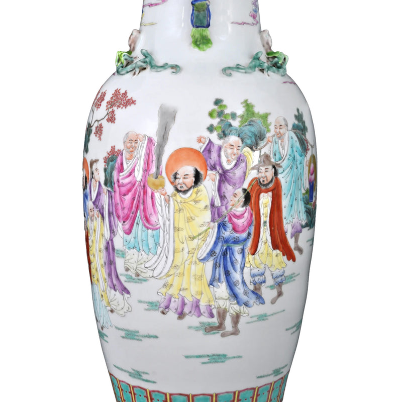 Monumental Pair of Antique Chinese Qing Dynasty (1644-1912) Famille Rose Porcelain Vases