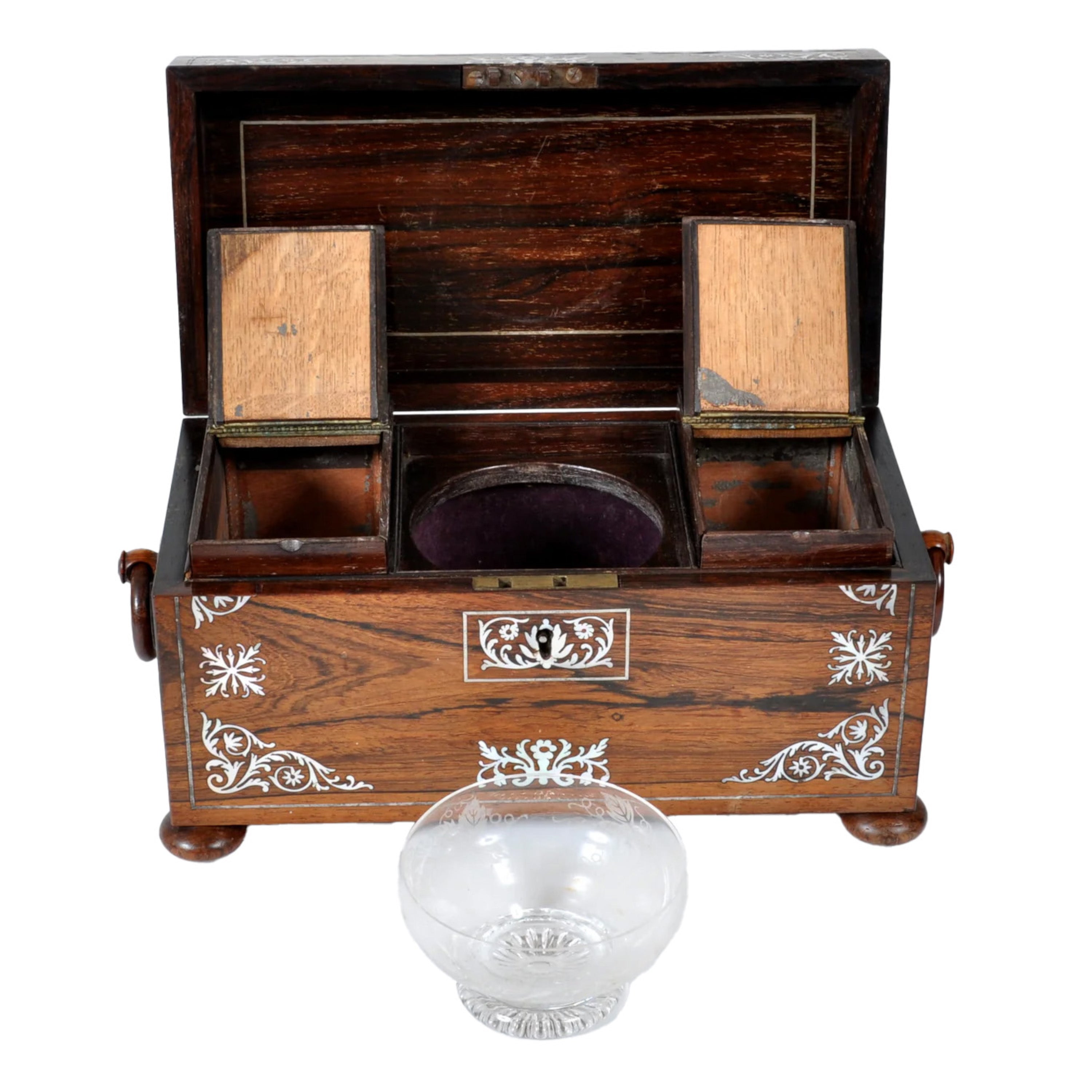 Antique English Georgian Regency Inlaid Rosewood Mother of Pearl