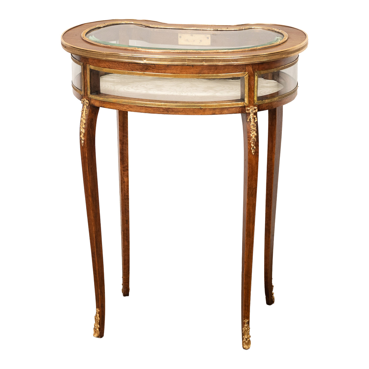 Antique 19thC French Louis XV Ormolu & Walnut Bijouterie Jewelry Table Vitrine, 1880