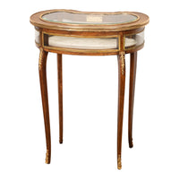 Antique 19thC French Louis XV Ormolu & Walnut Bijouterie Jewelry Table Vitrine, 1880