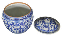 Antique Chinese Qing Dynasty Blue & White Lidded Bowl, Circa 1890