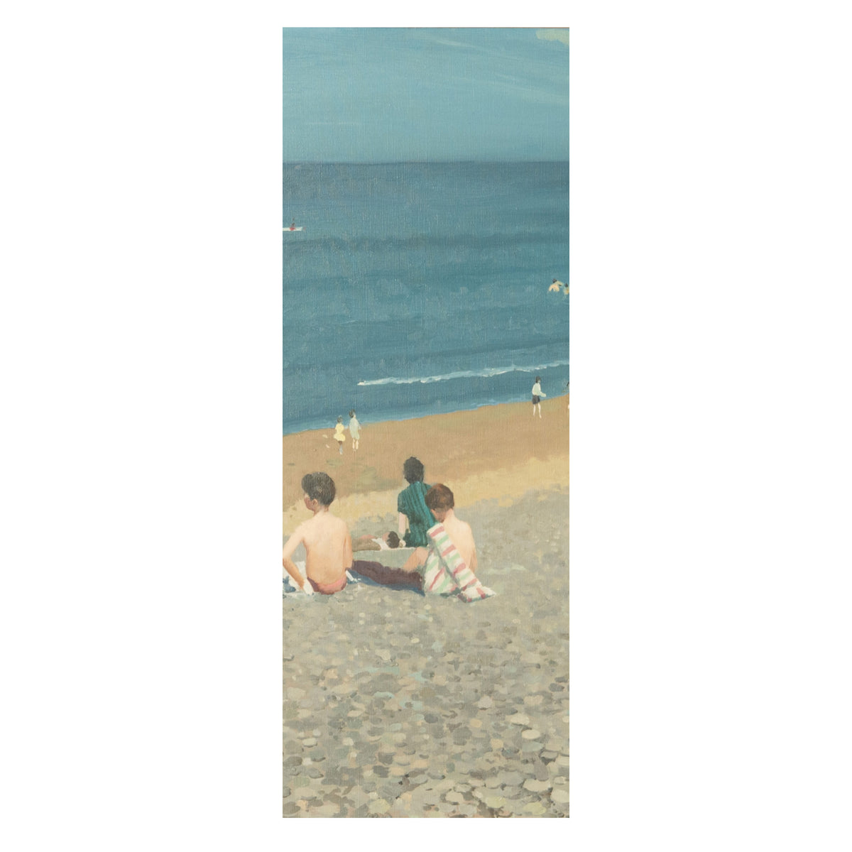 Irish Modernist Oil on Canvas Painting "Young Bathers" Children on the Beach  by Henry Robertson Craig