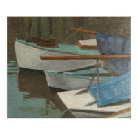 Modernist French Oil on Canvas "Boats at Dock" by Laurent Marcel Salinas Picasso's Lithographer 1975