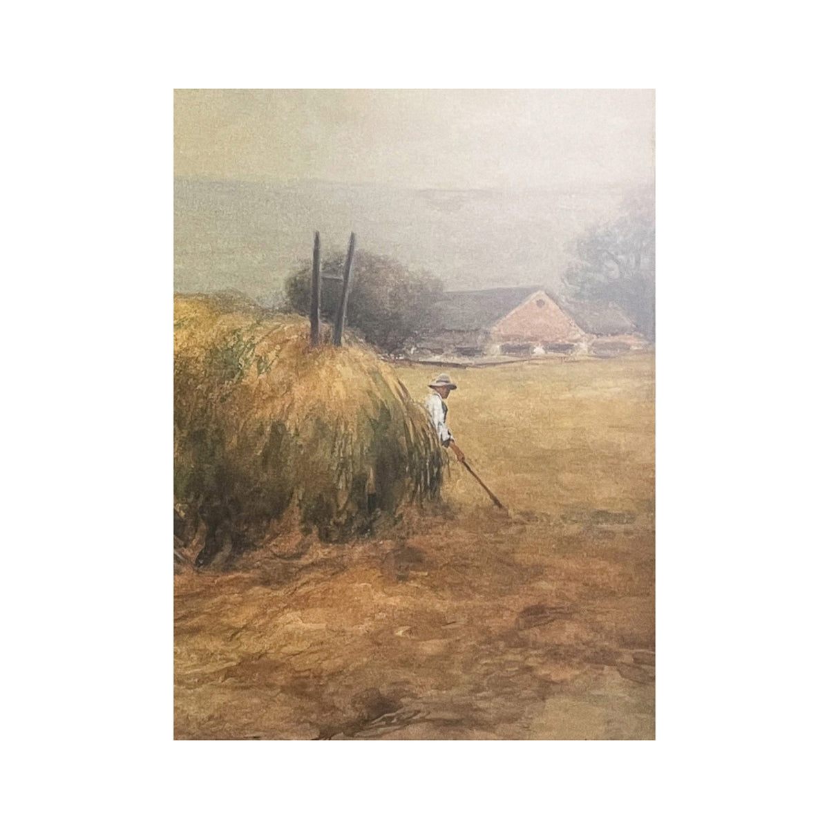 Antique American Watercolor Painting Bucks County Pennslyvania Horses Farm by Frank F. English 1910