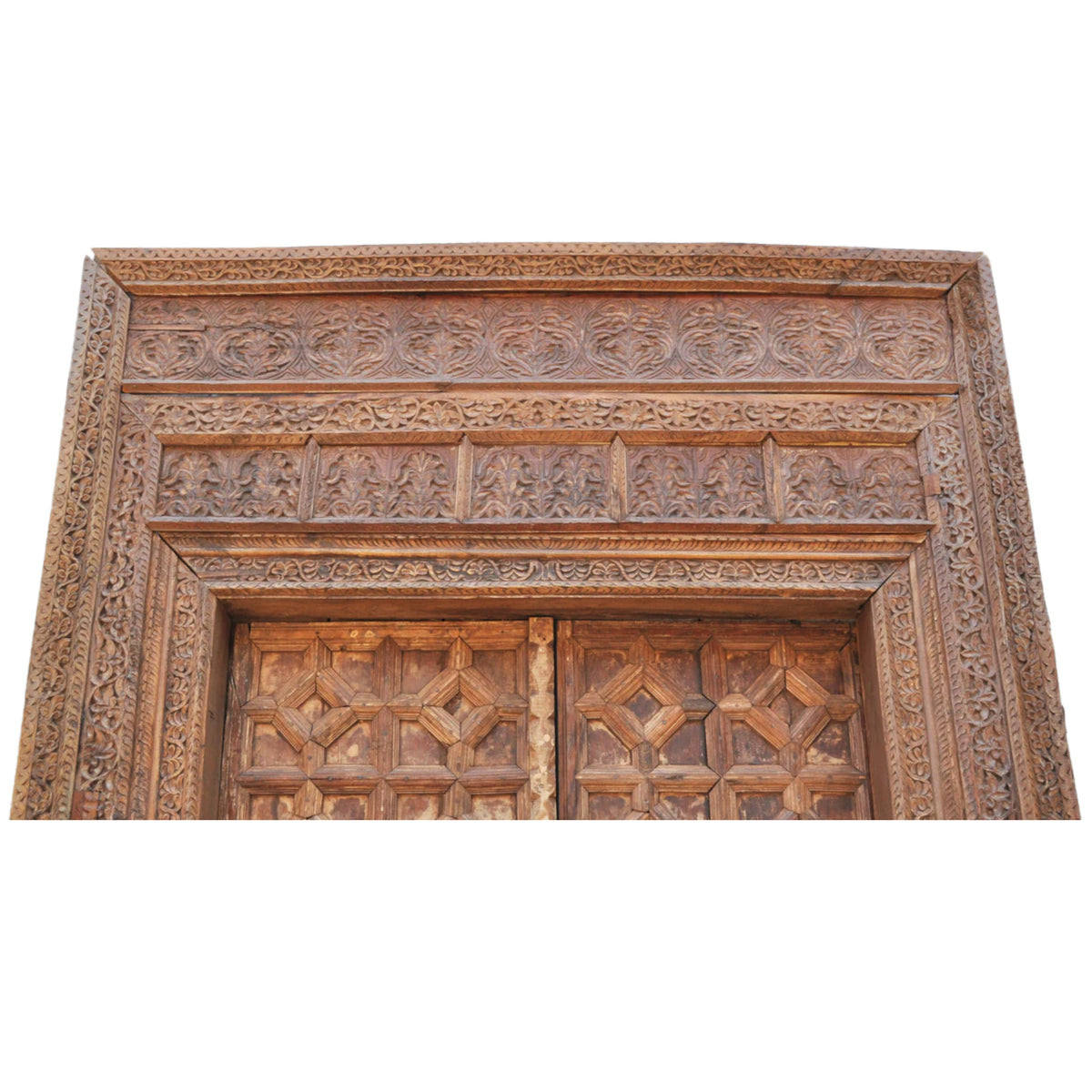 Antique 18th Century Indian Carved Doors & Frame Rajasthan 9.5' x 5.5' Circa 1750