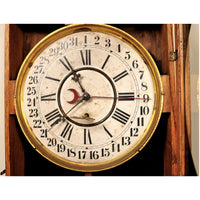 Antique American Store 8-Day Regulator (Clock) in Carved Oak Case, Circa 1890