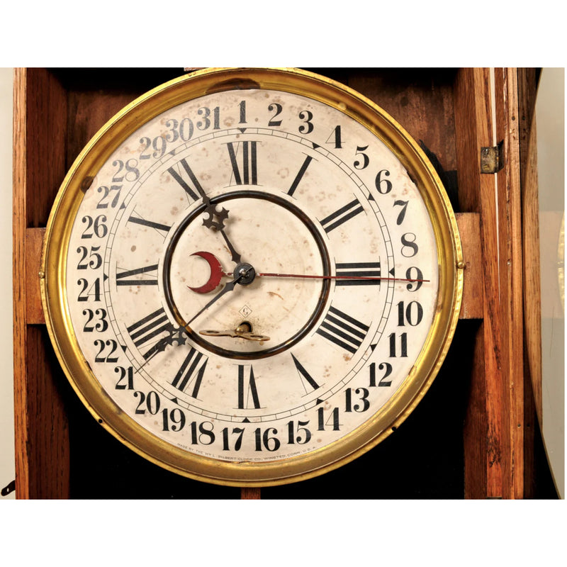 Antique American Store 8-Day Regulator (Clock) in Carved Oak Case, Circa 1890