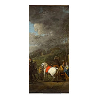 Flemish Early 17th Century Old Master Oil on Panel Painting Hunting Scene By by Peter Van Lint, 1620