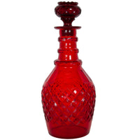 Antique Austrian Bohemian Red Cut Glass Wine Liquor Decanters & Stoppers 1880