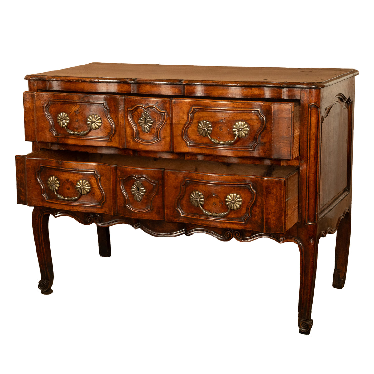 Antique 18th Century French Provincial Régence Carved Walnut Commode Chest 1760