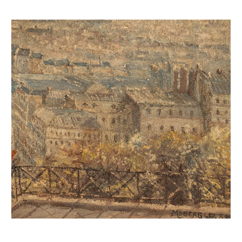 French Modernist Impressionist Oil Painting Paris Cityscape Landscape Scene by Pierre Moberg 1958