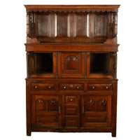 Antique Early 18th Century Carved Oak Welsh Cwpwrdd Tridarn Cupboard Cabinet 1730