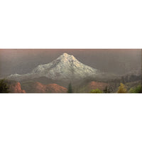 Antique American Realist Oil Painting Landscape Mount Hood at Sunset Oregon by Eliza Barchus, 1900
