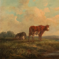 19th Century Oil Painting Pastoral Luminist Romantic Highland Cows Paris Ex-Christie's by Henry Milbourne, 1815