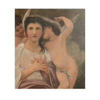 Large Antique French 19th Century Oil Canvas Painting "Hearts Awakening" Cherubs by William-Adolphe Bouguereau, 1892