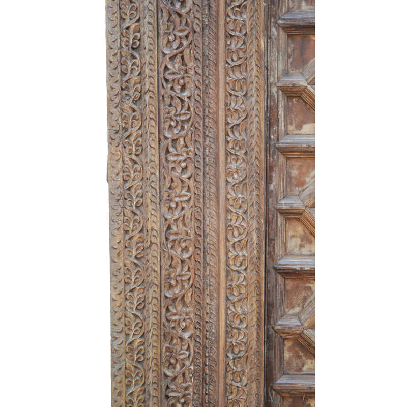 Antique 18th Century Indian Carved Doors & Frame Rajasthan 9.5' x 5.5' Circa 1750