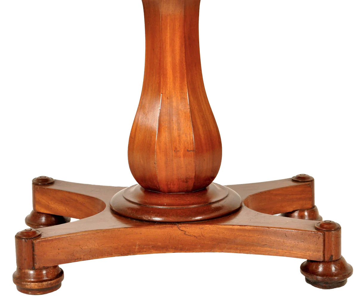 Antique American Classical Empire Mahogany Drop Leaf Pedestal Pembroke Table John Needles Baltimore, 1840