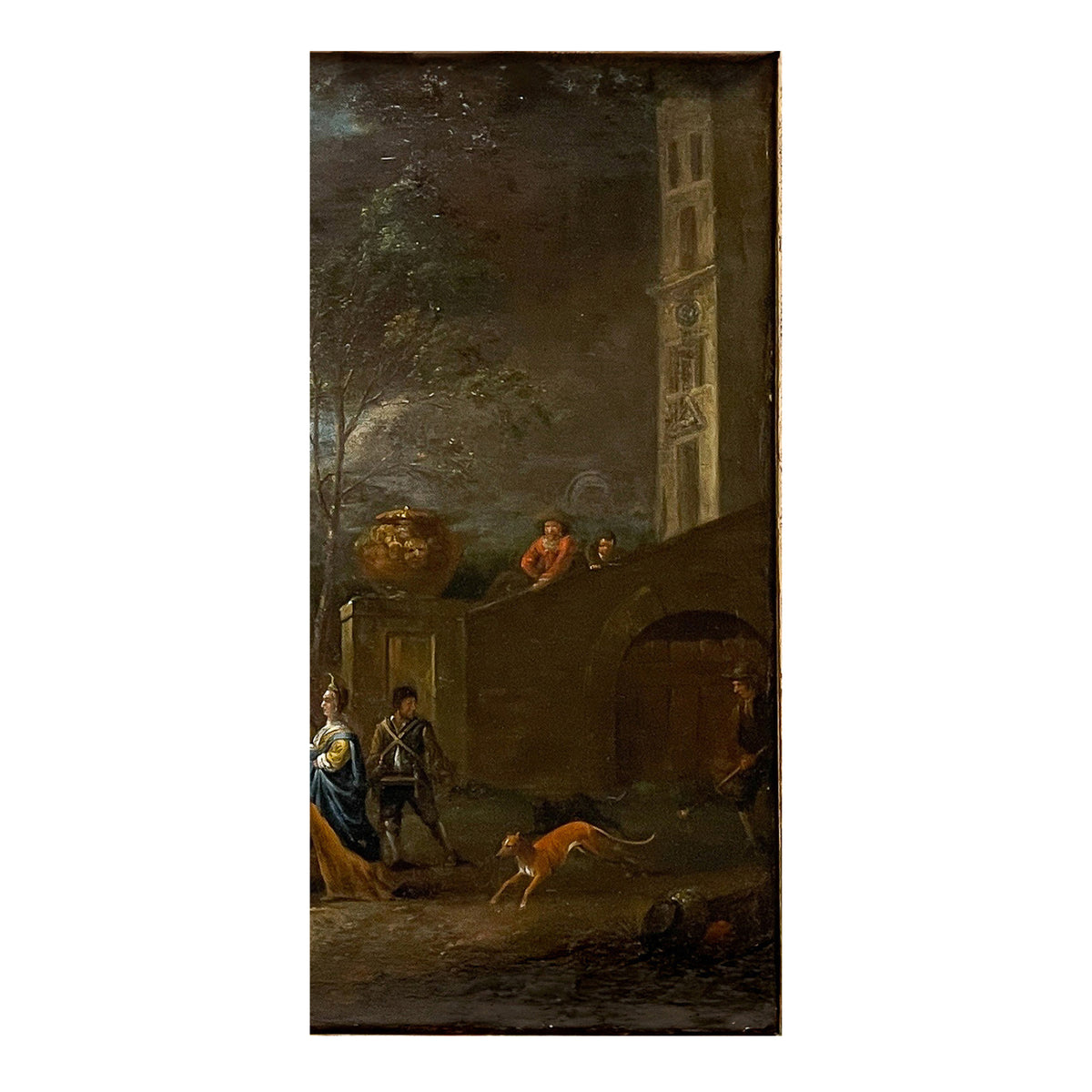 Flemish Early 17th Century Old Master Oil on Panel Painting Hunting Scene By by Peter Van Lint, 1620