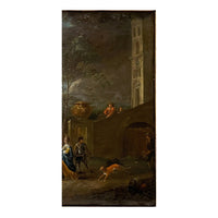 Flemish Early 17th Century Old Master Oil on Panel Painting Hunting Scene By by Peter Van Lint, 1620