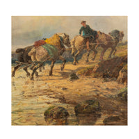 Antique British Oil Painting Seascape Coast Scene Shipwreck Landscape Horses Samuel C. Bird 1870