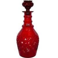 Antique Austrian Bohemian Red Cut Glass Wine Liquor Decanters & Stoppers 1880