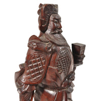 Antique Chinese Carved Wooden Warrior in Zeitan Wood, Circa 1850