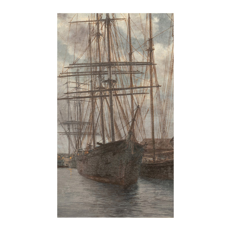 American Oil Canvas Nautical Marine Painting Sailing Ships in Harbor California By Stephen Mirich