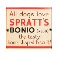 Antique Metal Enamel Advertising Sign Spratt's Bonio Per Food Dog Biscuits 1910