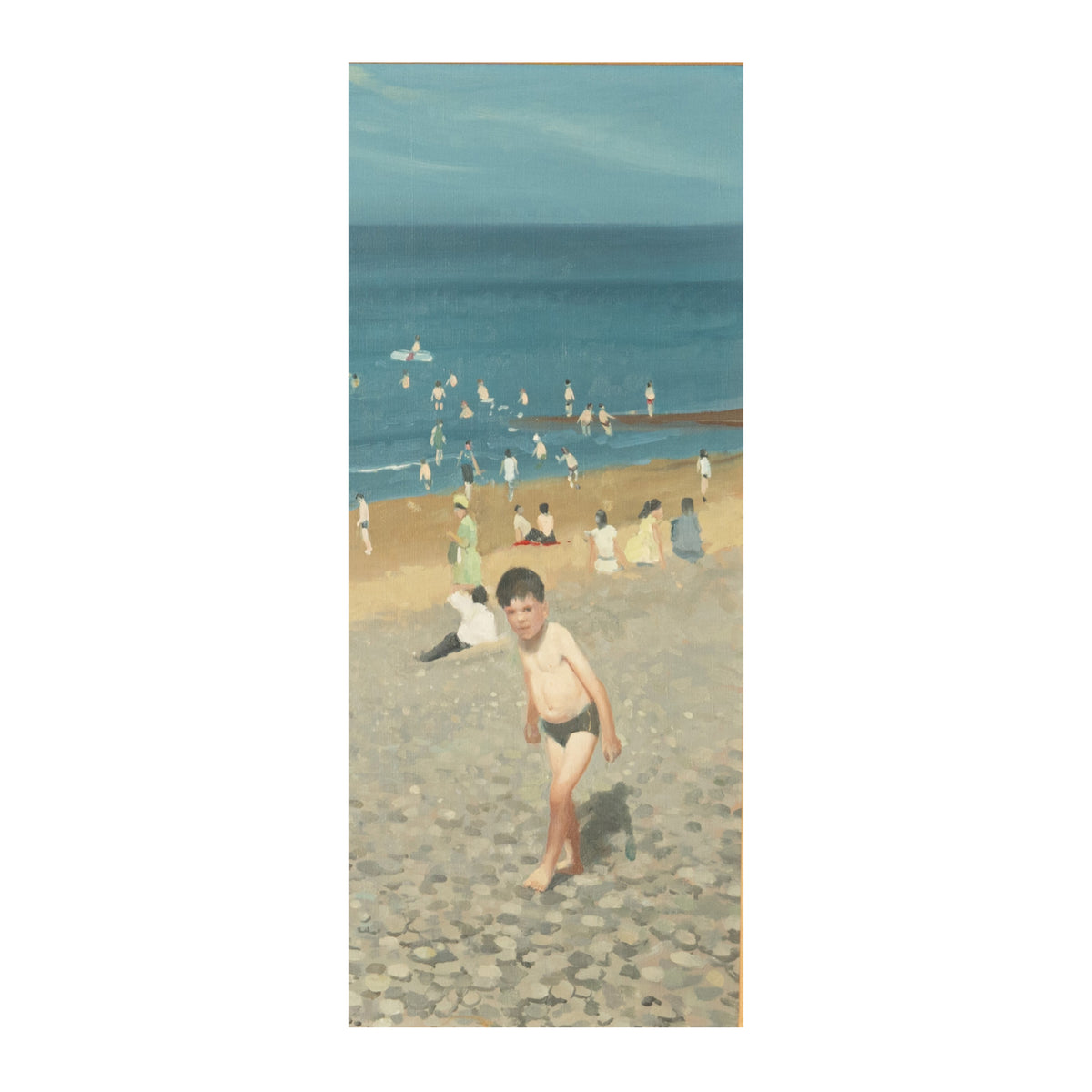 Irish Modernist Oil on Canvas Painting "Young Bathers" Children on the Beach  by Henry Robertson Craig