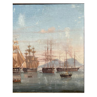 Antique Maritime Ships Oil Painting "British Fleet Bay of Naples"  by Tommaso De Simone, 1860