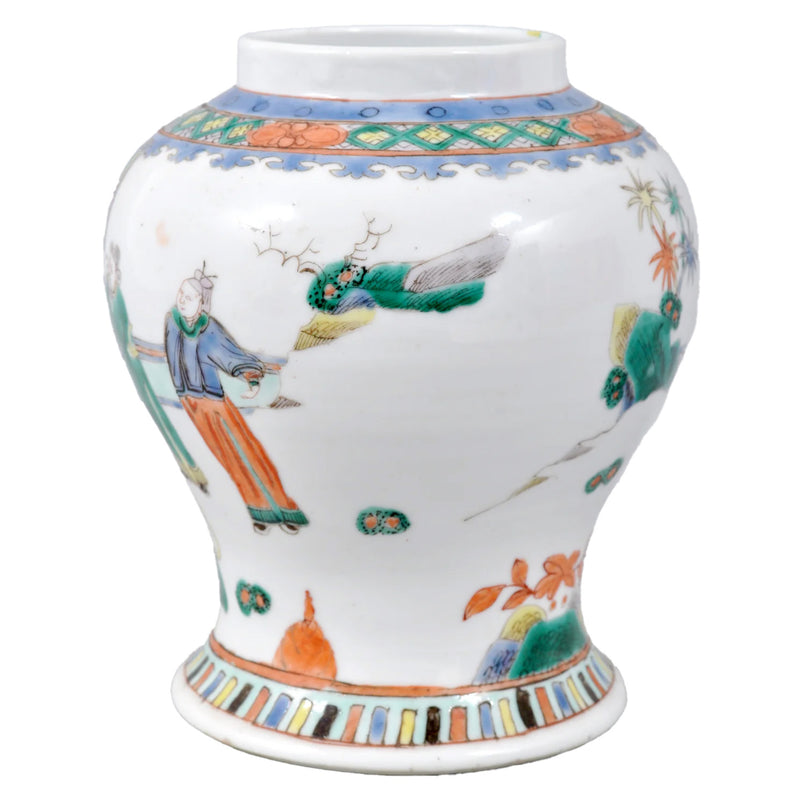 Antique 19th Century Chinese Qing Dynasty Famille Verte Porcelain Jar, Circa 1880