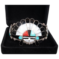 Zuni Pueblo Inlaid Silver Sunface Necklace Bracelet Ring by Burdian Eustace 1960