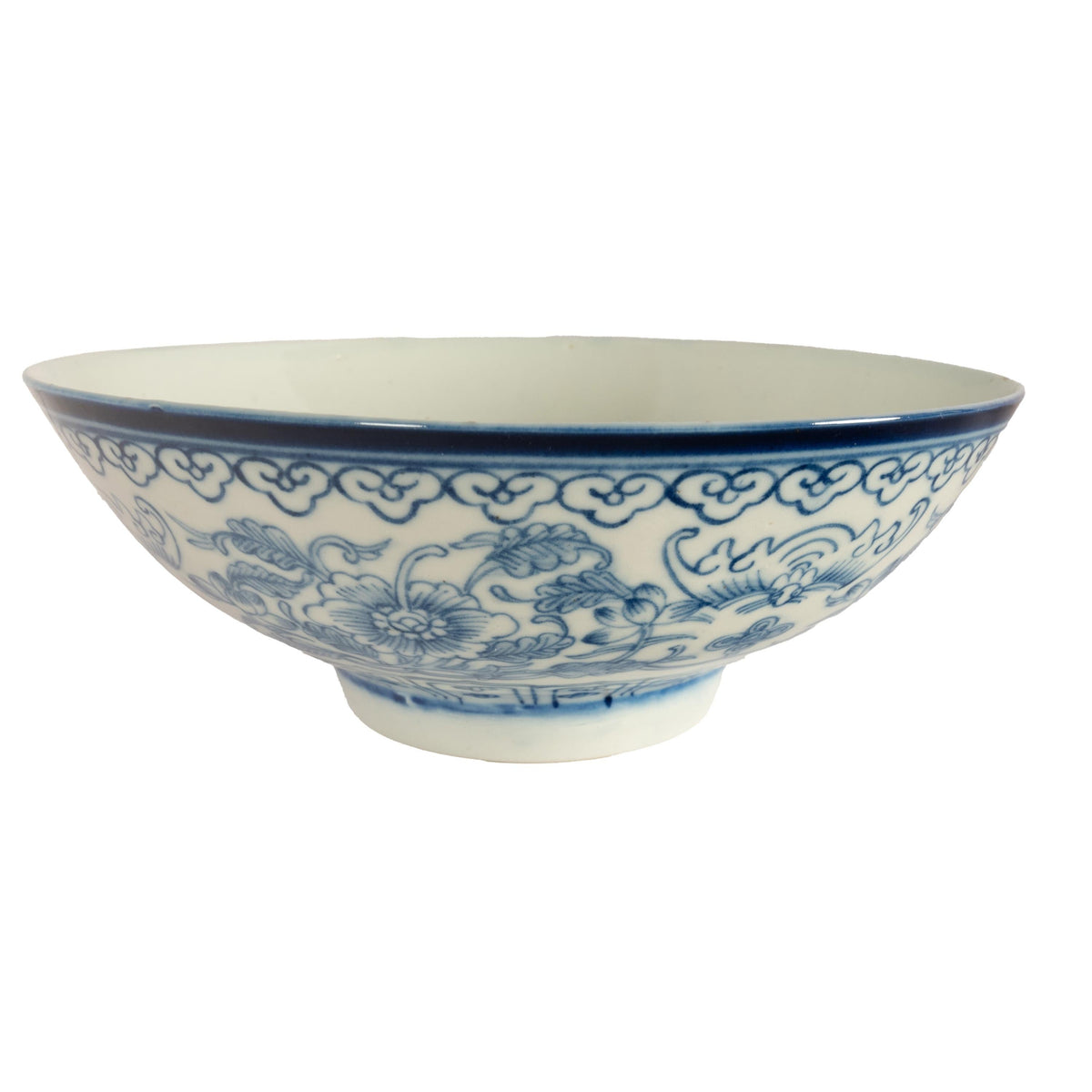 Antique Chinese 18thC Style Qianlong Qing Dynasty Blue White Porcelain Bowl 1880