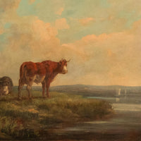 19th Century Oil Painting Pastoral Luminist Romantic Highland Cows Paris Ex-Christie's by Henry Milbourne, 1815