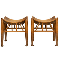 Pair Antique Thebes Egyptian Revival Arts & Crafts Stools Liberty & Co 1900