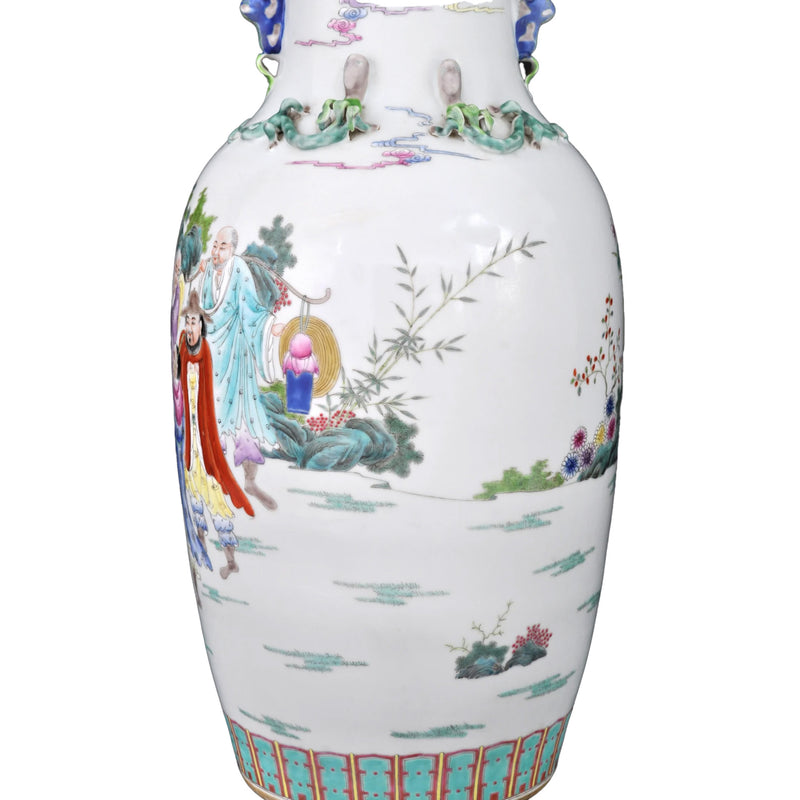 Monumental Pair of Antique Chinese Qing Dynasty (1644-1912) Famille Rose Porcelain Vases