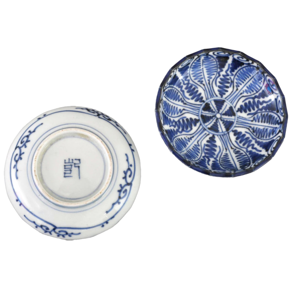 Pair of Antique Japanese Blue and White Imari Plates, Meiji Period, Circa 1880