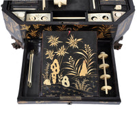 Antique Chinese Export Lacquer Work Sewing Box, Circa 1830