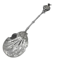 Large Antique Sterling Silver Ice Serving Spoon Birds Nest & Eggs by Gorham 1865