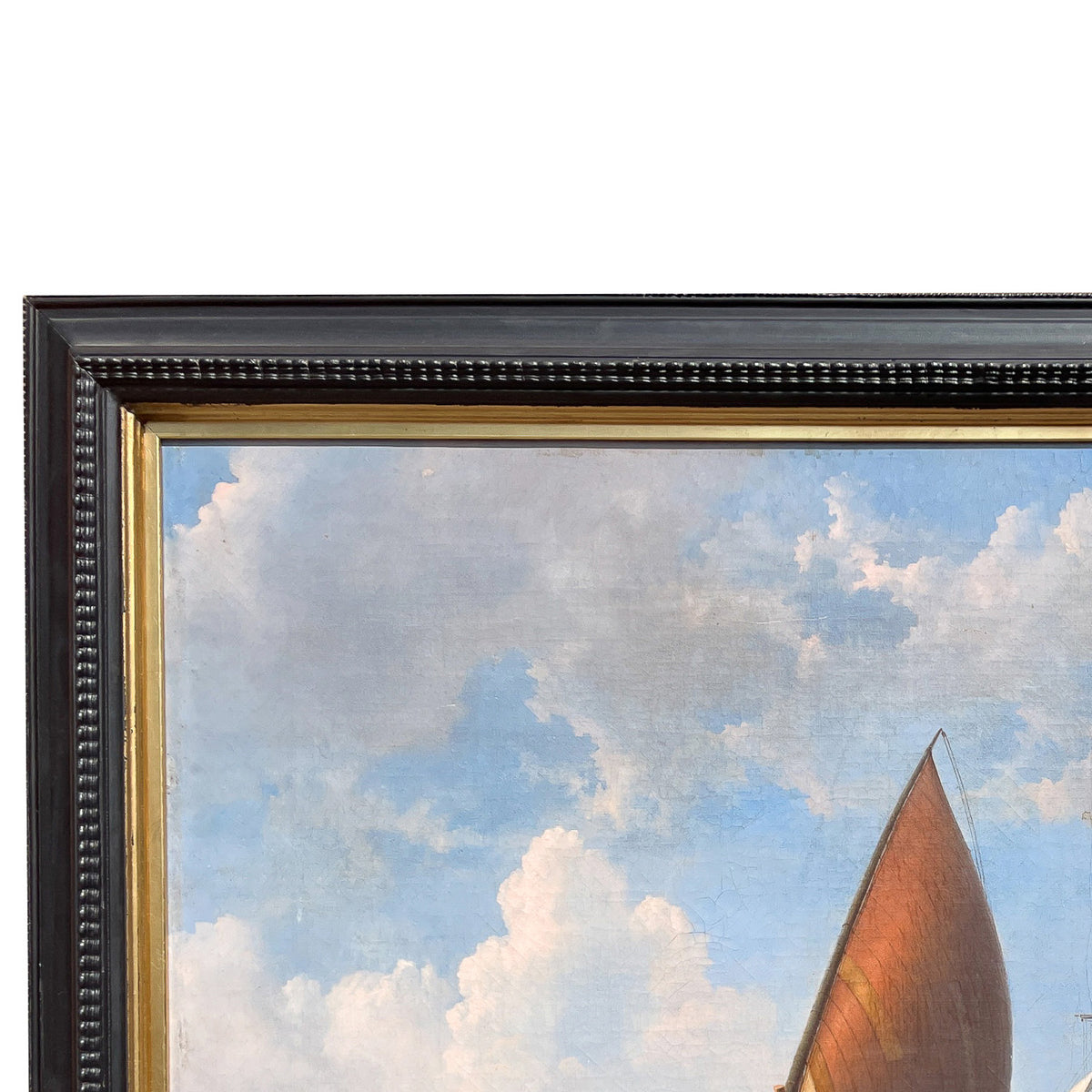 Antique 19th Century Maritime Seascape War Ship Oil Painting HMS Britannia by Robert Strickland Thomas, 1835