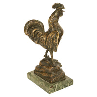 Antique French Bronze Animalier Sculpture Statue Rooster Cockerel Chicken by Louis-Albert Carvin, 1900