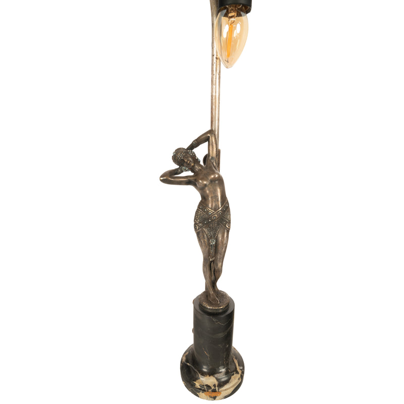 Antique French Art Deco Bronze Nude Female Dancer Statue Sculpture Lamp Demetre Chiparus 1925